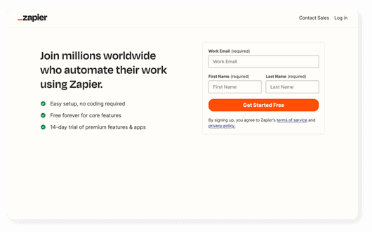 Regístrese para obtener una cuenta Zapier gratuita.