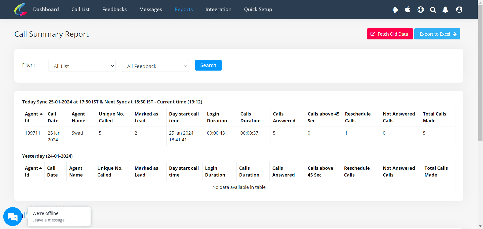 Call Summary Report in Calley Autodialer Web Panel