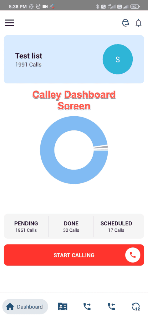 Calley Dashboard Screen
