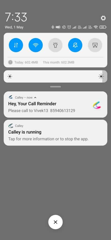 call reminder prompt