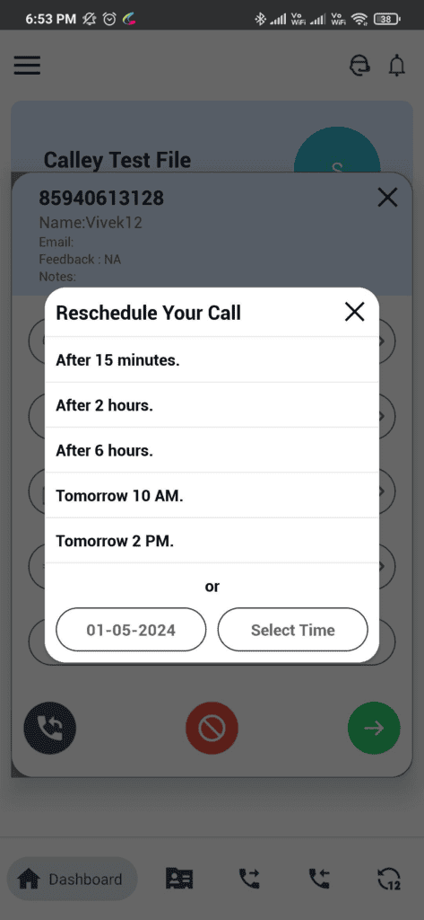 scheduled call prompt