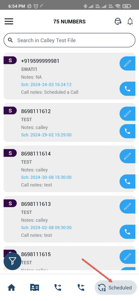 scheduled calls mobile